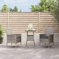 vidaXL 3-részes szürke polyrattan kerti bisztrógarnitúra párnákkal kerti bútor