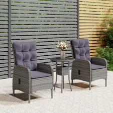 vidaXL 3 részes szürke polyrattan kerti bisztrószett kerti bútor