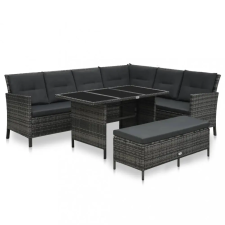 vidaXL 3-részes szürke polyrattan kerti bútorgarnitúra párnákkal kerti bútor