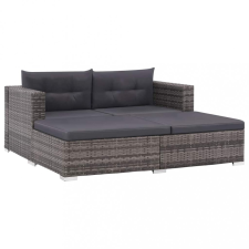 vidaXL 3-részes szürke polyrattan kerti bútorszett párnákkal kerti bútor
