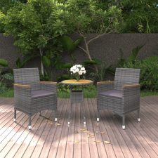 vidaXL 3 részes szürke polyrattan kerti étkezőgarnitúra kerti bútor