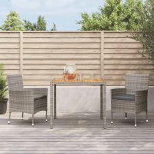 vidaXL 3 részes szürke polyrattan kerti étkezőgarnitúra párnával kerti bútor