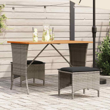 vidaXL 3 részes szürke polyrattan kerti étkezőgarnitúra párnával kerti bútor
