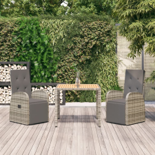 vidaXL 3 részes szürke polyrattan kerti ülőgarnitúra párnákkal kerti bútor