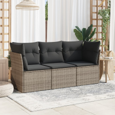 vidaXL 3 részes szürke polyrattan kerti ülőgarnitúra párnákkal kerti bútor