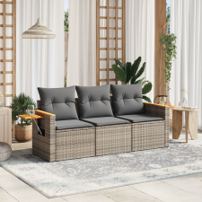 vidaXL 3 részes szürke polyrattan kerti ülőgarnitúra párnákkal kerti bútor