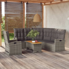 vidaXL 3 részes szürke polyrattan kerti ülőgarnitúra párnákkal kerti bútor