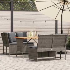vidaXL 3 részes szürke polyrattan kerti ülőgarnitúra párnákkal kerti bútor