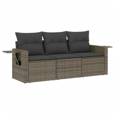 vidaXL 3 részes szürke polyrattan kerti ülőgarnitúra párnákkal (3219859) kerti bútor