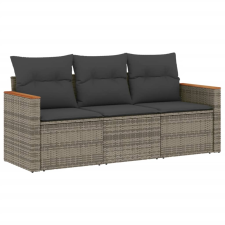 vidaXL 3 részes szürke polyrattan kerti ülőgarnitúra párnákkal (3258161) kerti bútor