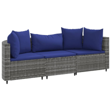 vidaXL 3 részes szürke polyrattan kerti ülőgarnitúra párnákkal (3308455) kerti bútor