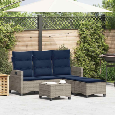 vidaXL 3 részes szürke polyrattan kerti ülőgarnitúra párnákkal L-alakú kerti bútor