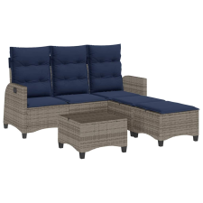 vidaXL 3 részes szürke polyrattan kerti ülőgarnitúra párnákkal L-alakú (3328644) kerti bútor
