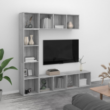 vidaXL 3 részes szürke sonoma fatermék könyv/TV-szekrény 180x30x180 cm bútor