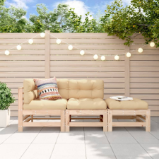 vidaXL 3 részes tömör fa kerti ülőgarnitúra párnával kerti bútor