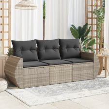 vidaXL 3 részes világosszürke polyrattan kerti ülőgarnitúra párnával kerti bútor