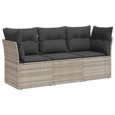 vidaXL 3 részes világosszürke polyrattan kerti ülőgarnitúra párnával (3217212) kerti bútor