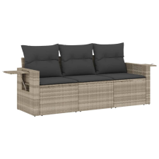 vidaXL 3 részes világosszürke polyrattan kerti ülőgarnitúra párnával (3252199) kerti bútor