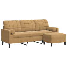 vidaXL 3 személyes barna bársonykanapé lábtartóval 180 cm (3278274) bútor