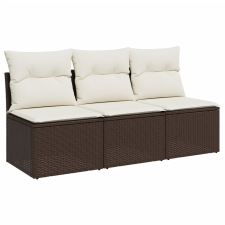 vidaXL 3 személyes barna polyrattan kerti kanapé párnával (366219) kerti bútor