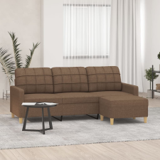 vidaXL 3 személyes barna szövet kanapé lábtartóval 180 cm bútor