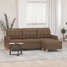 vidaXL 3 személyes barna szövet kanapé lábtartóval 180 cm bútor