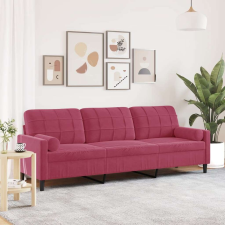 vidaXL 3 személyes bordó bársony kanapé díszpárnákkal 210 cm bútor