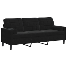 vidaXL 3 személyes fekete bársony kanapé díszpárnákkal 180 cm (3278234) bútor