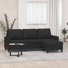 vidaXL 3 személyes fekete szövet kanapé lábtartóval 180 cm bútor