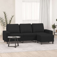 vidaXL 3 személyes fekete szövet kanapé lábtartóval 180 cm bútor
