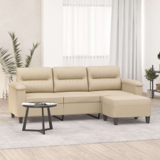 vidaXL 3 személyes krémszínű mikroszálas kanapé lábtartóval 180 cm bútor