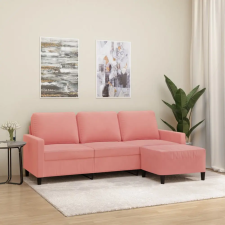 vidaXL 3 személyes rózsaszín bársonykanapé lábtartóval 180 cm bútor