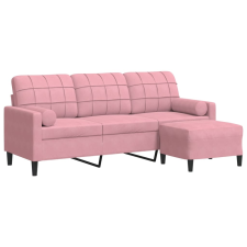 vidaXL 3 személyes rózsaszín bársonykanapé lábtartóval 180 cm (3278270) bútor