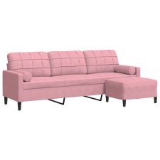 vidaXL 3 személyes rózsaszín bársonykanapé lábtartóval 210 cm (3278280) bútor