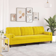 vidaXL 3 személyes sárga bársony kanapé díszpárnákkal 210 cm bútor