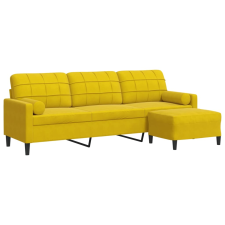 vidaXL 3 személyes sárga bársonykanapé lábtartóval 210 cm (3278283) bútor