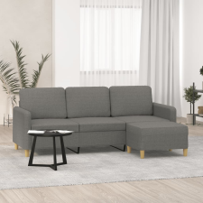 vidaXL 3 személyes sötétszürke szövet kanapé lábtartóval 180 cm bútor