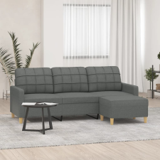vidaXL 3 személyes sötétszürke szövet kanapé lábtartóval 180 cm bútor