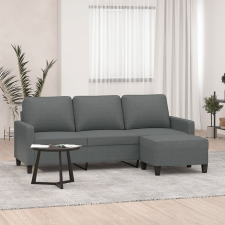 vidaXL 3 személyes sötétszürke szövet kanapé lábtartóval 180 cm bútor