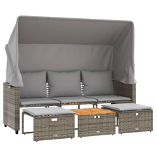 vidaXL 3 személyes szürke polyrattan kerti kanapé baldachinnal/székkel kerti bútor