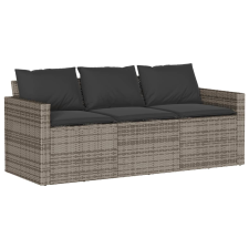 vidaXL 3 személyes szürke polyrattan kerti kanapé párnával kerti bútor