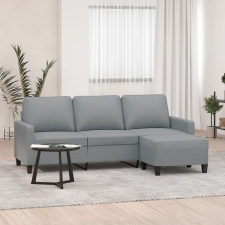 vidaXL 3 személyes világosszürke szövet kanapé lábtartóval 180 cm bútor