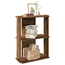 vidaXL 3 szintes antik fa szerelt fa könyvespolc 60x30x80 cm bútor