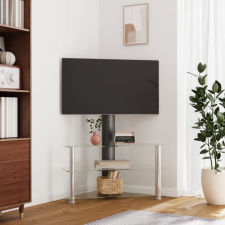 vidaXL 3-szintes fekete és ezüst sarok TV-állvány 32-70 hüvelyk bútor