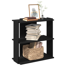vidaXL 3 szintes fekete szerelt fa könyvespolc 60x30x80 cm bútor