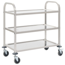 vidaXL 3 szintes rozsdamentes acél zsúrkocsi 87 x 45 x 83,5 cm bútor