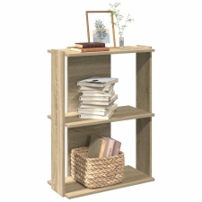 vidaXL 3 szintes sonoma tölgy színű szerelt fa könyvespolc 60x30x80 cm bútor