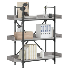 vidaXL 3-szintes szürke sonoma szerelt fa könyvespolc 100x33x108,5 cm bútor