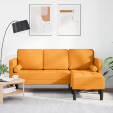 vidaXL 3-üléses L-alakú kanapé Sötét Sárga 160 cm Szövet bútor