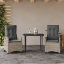 vidaXL 3részes világosszürke polyrattan kerti étkezőgarnitúra párnával kerti bútor